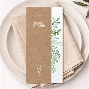 Menu mariage nature chic
