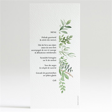 Menu mariage nature chic - Dos du menu