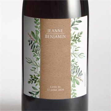 Etiquette de bouteille mariage nature chic