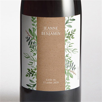 Etiquette de bouteille mariage nature chic