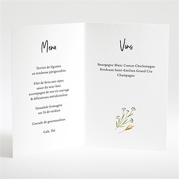 Menu mariage art champêtre - Intérieur du menu