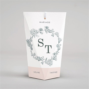 Boîte surprise mariage guirlande de fleurs - Dos de la boîte