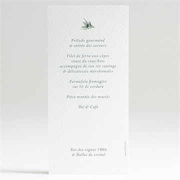Menu mariage poésie d'aquarelle - Dos du menu