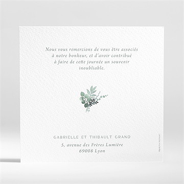 Remerciement mariage poésie d'aquarelle - Dos de la carte