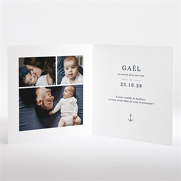 Faire-part naissance ancres et motifs - Intérieur du faire-part