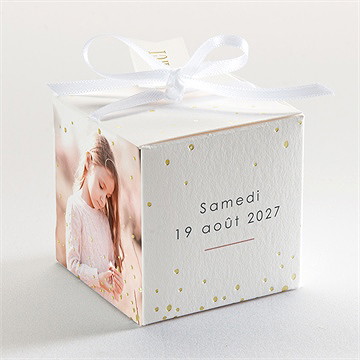 Boîte de dragées communion jour sacré - Dos de la boîte