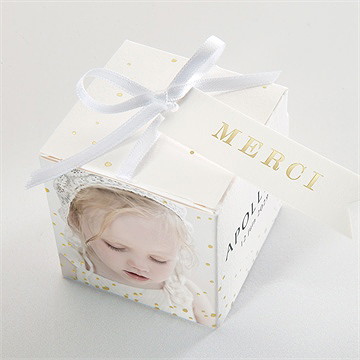 Boîte de dragées baptême jolie sagesse - Dessus de la boîte