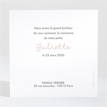 Faire-part naissance simple cadre et photo - Dos du faire-part