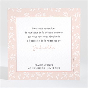 Remerciement naissance simple cadre et photo
