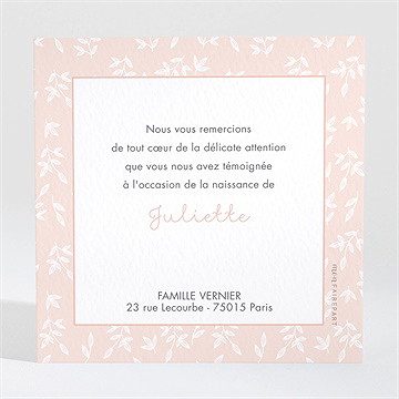 Remerciement naissance simple cadre et photo