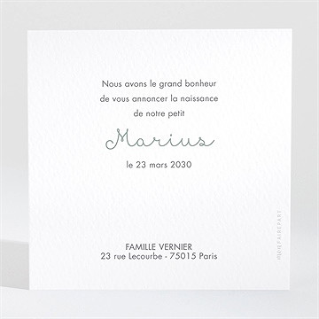 Faire-part naissance cadre photo simple - Dos du faire-part