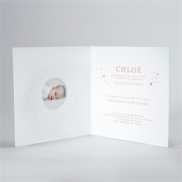 Faire-part de baptême subtil tressage - Intérieur du faire-part