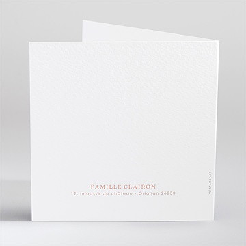 Faire-part de baptême subtil tressage - Dos du faire-part