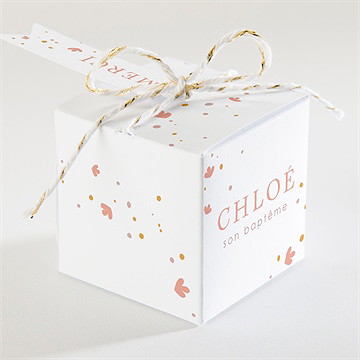 Boîte de dragées baptême subtil tressage - Dos de la boîte