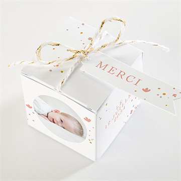 Boîte de dragées baptême subtil tressage - Dessus de la boîte