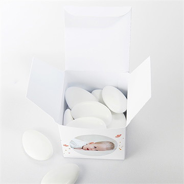 Boîte de dragées baptême subtil tressage - Intérieur de la boîte