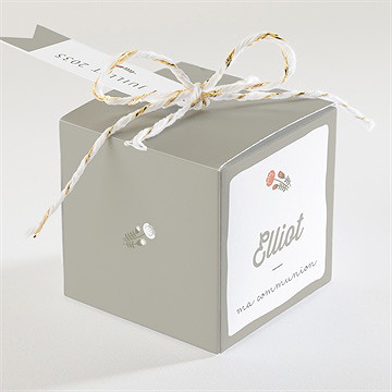 Boîte de dragées communion signature florale - Dos de la boîte