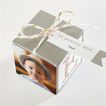 Boîte de dragées communion signature florale - Dessus de la boîte