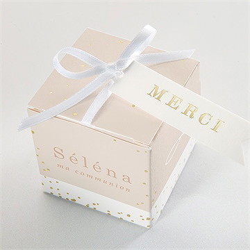 Boîte de dragées communion pourpre - Dessus de la boîte