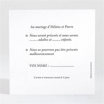 Carton réponse mariage bohême chic - Dos du carton