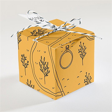 Boîte de dragées mariage bohême chic - Dos de la boîte