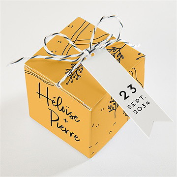 Boîte de dragées mariage bohême chic - Dessus de la boîte