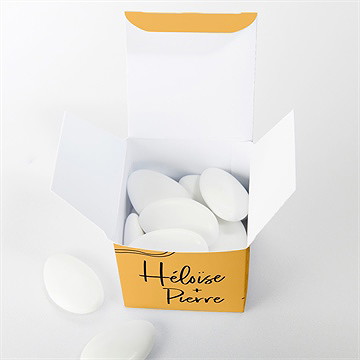 Boîte de dragées mariage bohême chic - Intérieur de la boîte