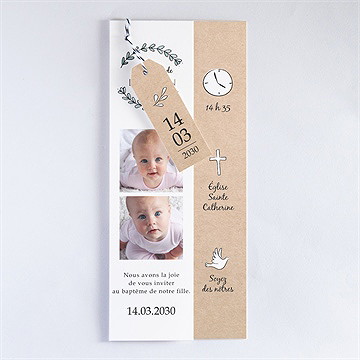 Faire-part de baptême petit programme - Faire-part assemblé