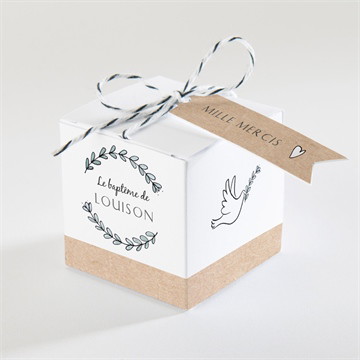 Boîte de dragées baptême petit programme photomaton