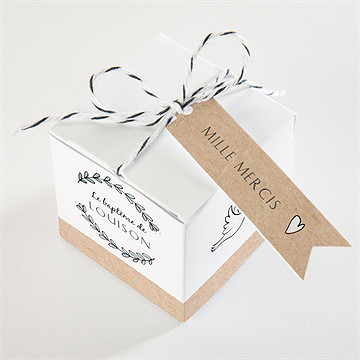 Boîte de dragées baptême petit programme - Dessus de la boîte