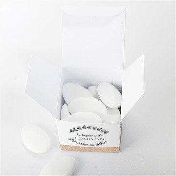 Boîte de dragées baptême petit programme - Intérieur de la boîte