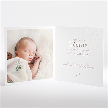 Faire-part naissance tendre berceau - Intérieur du faire-part