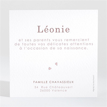 Remerciement naissance tendre berceau - Dos de la carte