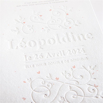 Faire-part naissance empreintes et reliefs - Détail du faire-part