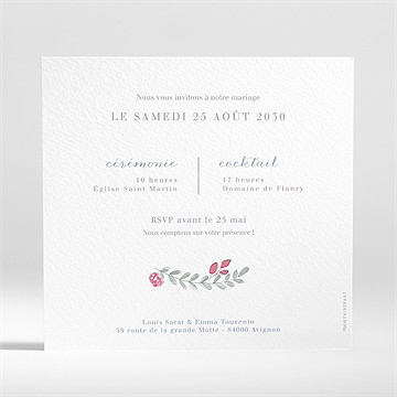 Faire-part mariage couronnés - Dos du faire-part