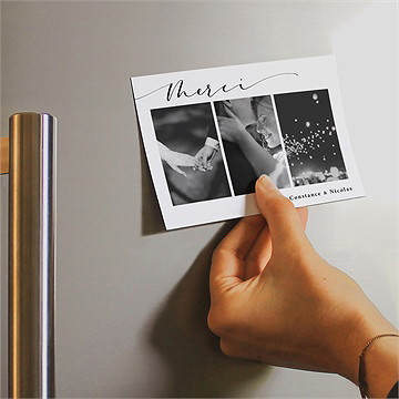 Remerciement mariage photomaton magnet - Mise en situation