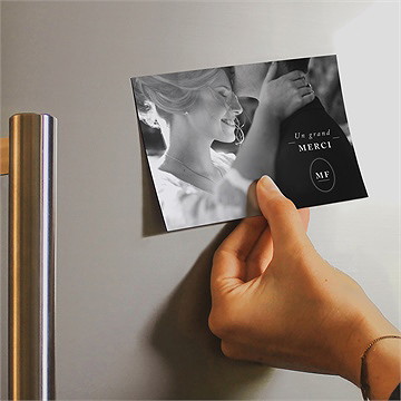 Remerciement mariage bleu romantique magnet - Mise en situation