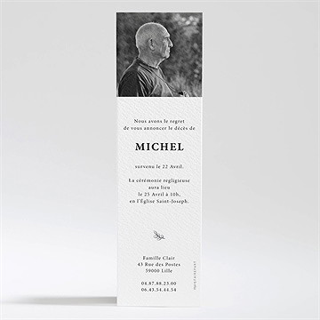 Faire-part décès son roman - Dos du faire-part