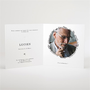Faire-part décès sobre - Intérieur du faire-part