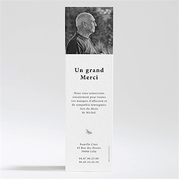 Remerciement décès son roman - Dos de la carte