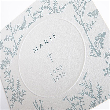 Faire-part décès recueil - Détail du faire-part