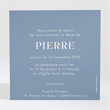 Faire-part décès pour toujours - Dos du faire-part