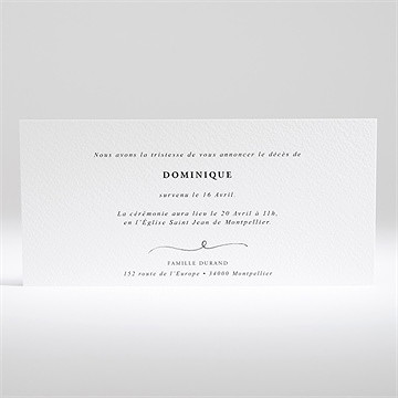 Faire-part décès tant de souvenirs - Dos du faire-part