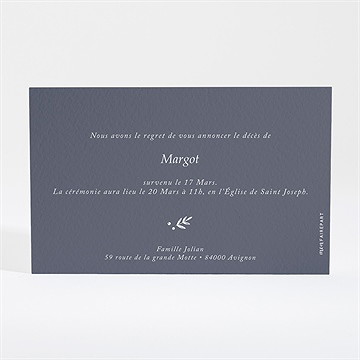Faire-part décès belle nostalgie - Dos du faire-part