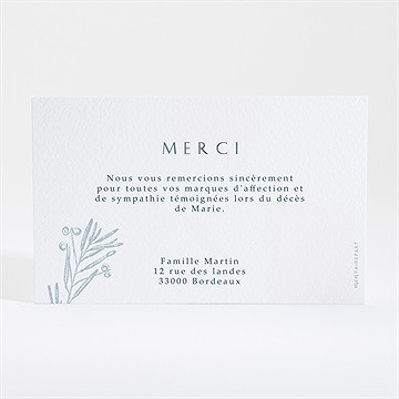 Remerciement décès recueil - Dos du faire-part