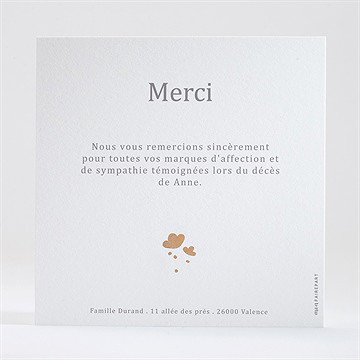 Remerciement décès gaufrage et kraft - Dos de la carte