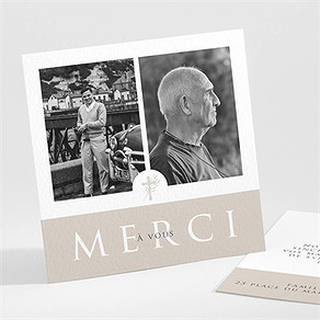 Remerciement décès hommage original carré