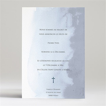 Faire-part décès dégradé - Dos du faire-part