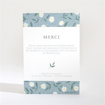 Remerciement décès esquisse fleurie - Dos du carton