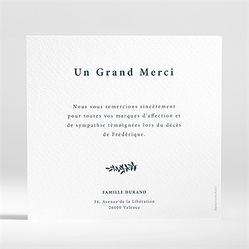 Remerciement décès sa signature - Dos du carton